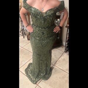 Olive Green Couture dress
